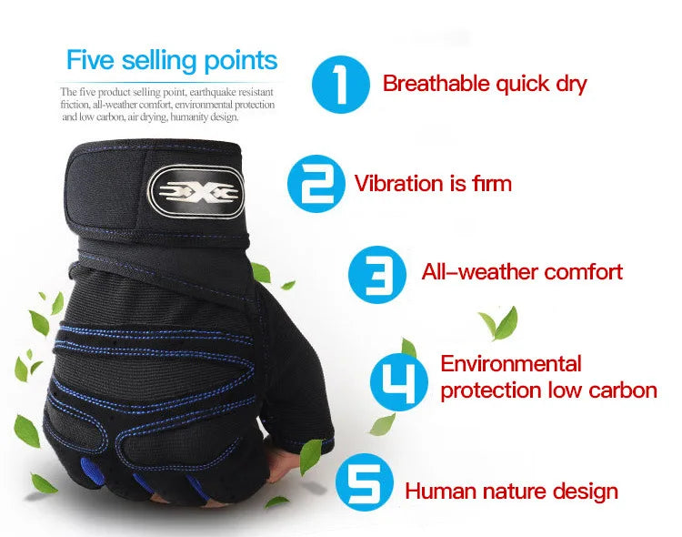 Padded Gym Gloves with Wrist Wrap – Weightlifting & Training Gloves for Men & Women