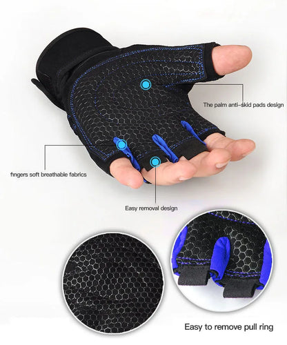 Padded Gym Gloves with Wrist Wrap – Weightlifting & Training Gloves for Men & Women