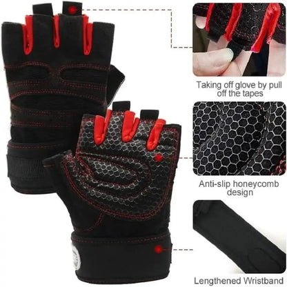 Padded Gym Gloves with Wrist Wrap – Weightlifting & Training Gloves for Men & Women