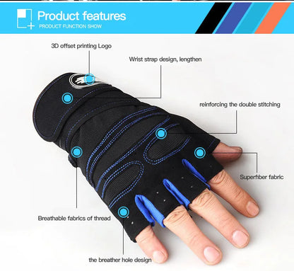 Padded Gym Gloves with Wrist Wrap – Weightlifting & Training Gloves for Men & Women