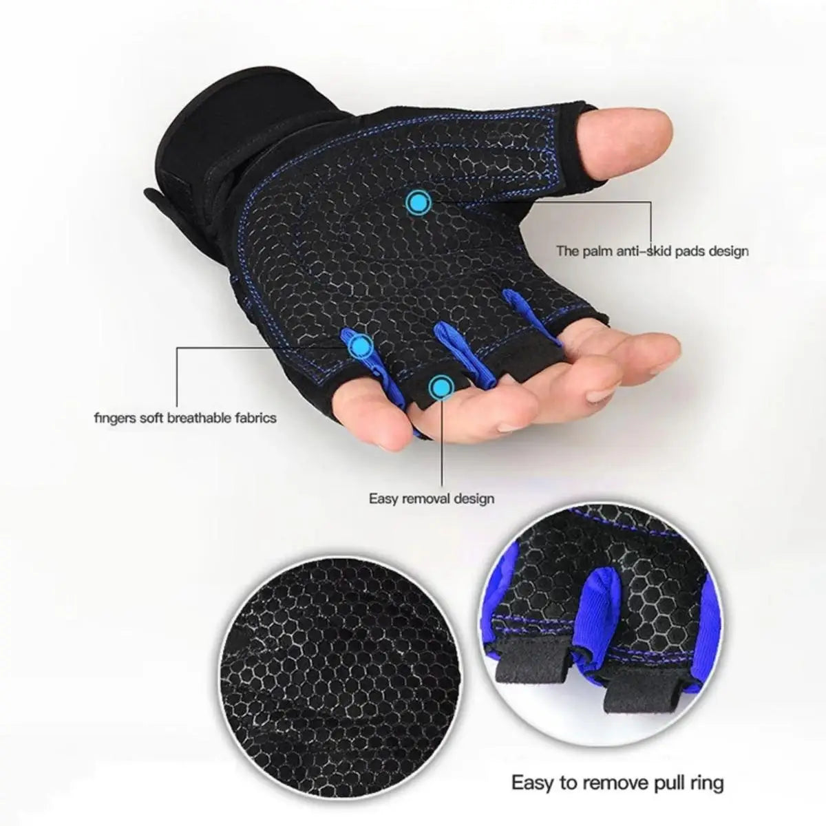 Padded Gym Gloves with Wrist Wrap – Weightlifting & Training Gloves for Men & Women